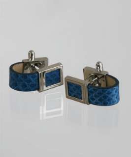 Tateossian blue leather Python wrap around cufflinks   up to 