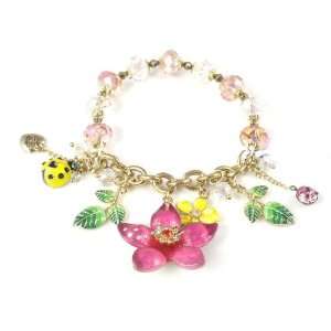    Betsey Johnson Jewelry Hawaiian Pink Orchid Bracelet: Jewelry