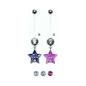 Bioflex Pregnancy Belly Ring with Its A Boy Dangle and Clear Crystals 