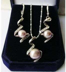 Pink pearl Jewellery necklace earring set  