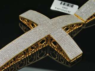 MENS YELLOW GOLD FINISH 6CT DIAMOND CROSS CHARM PENDANT  