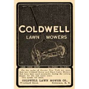 1905 Ad Hand or Horse Push Lawn Mowers Coldwell NY   Original Print Ad