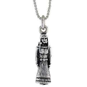   Silver Native American Woman Pendant, 1 in. (25 mm) Long. Jewelry