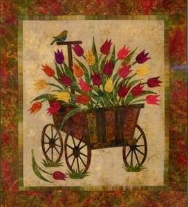  Tulips Bird Laundry Basket Applique Quilt Pattern 859723002880  