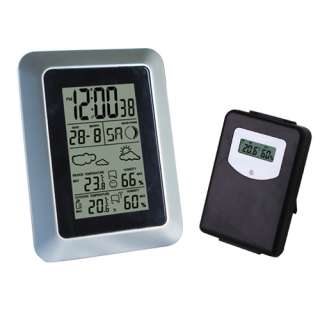 LCD RF Weather Station Clock Indoor/Outdoor Thermometer  