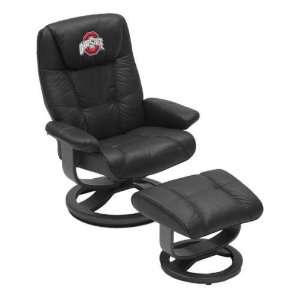  Ohio State OSU Buckeyes Leather Swivel Chair & Ottoman 