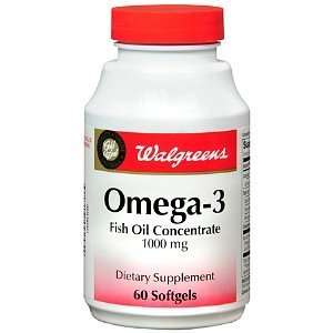   Omega 3 Fish Oil 1000mg Softgels, 60 ea Health 