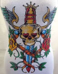 VOCAL White Shirt Tattoo Day of the Dead Tank Top NEW  