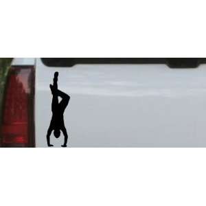 Black 14in X 4.6in    Dancer Hand Stand Silhouettes Car Window Wall 