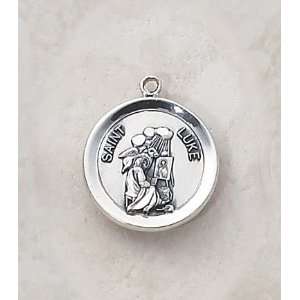  Sterling Silver Patron Saint Luke Medal Catholic Pendant 