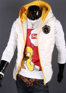 Korea_pop Mens shiny Down vest padded hooded vest Ski vest Sz XS S M 