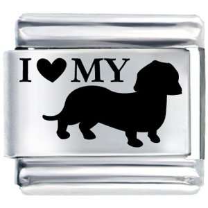  I Heart Wiener Dog Italian Charm: Pugster: Jewelry