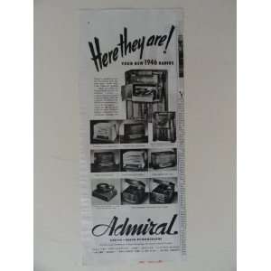 1946 Admiral Radios. 40s print ad. (radios) original vintage 1945 