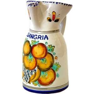  Ceramic Sangria Pitcher from Spain. Fruit Pattern Kitchen 