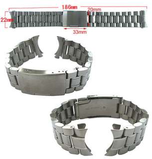 22mm Curved End Stainless Steel Watch Band Bracelet Solid Link b54b 