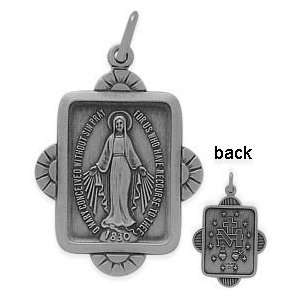  Silver Religious Mary Medal Medallion with chain   18 Jewelry