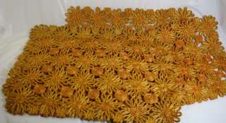 1960s Straw Woven Coiled Placemats Rust Yellow Rectangular Set of 4 