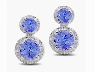 00 ct Natural Unique Blue Tanzanite Earrings .925 Sterling Silver 