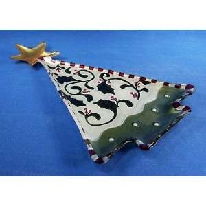  Christmas Tree Glass Serving Platter, 15 inches long, by 