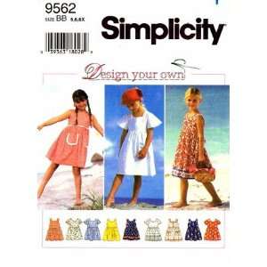  Simplicity 9562 Sewing Pattern Girls Flutter Sleeve Dress 