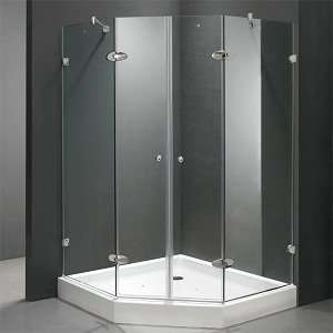  42 Inch x 42 Inch Frameless Neo Angle 3/8 Inch Clear/Chrome Shower 