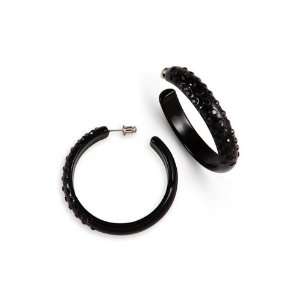    Black Swarovski Crystal Solid Acrylic Hoop Earrings Jewelry