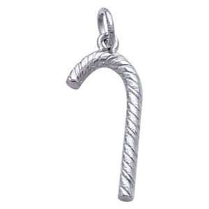  Rembrandt Charms Candy Cane Charm, 14K White Gold Jewelry