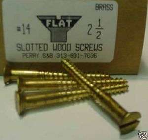 14x2 1/2 Flat Head Slotted Wood Screw Solid Brass (10)  