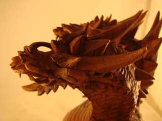 10 Suar Wood Hand Carved Dragon Sculpture ~ Trinity Guardians