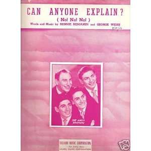  Sheet Music Ames Bros Can Anyone Explain 22 Everything 